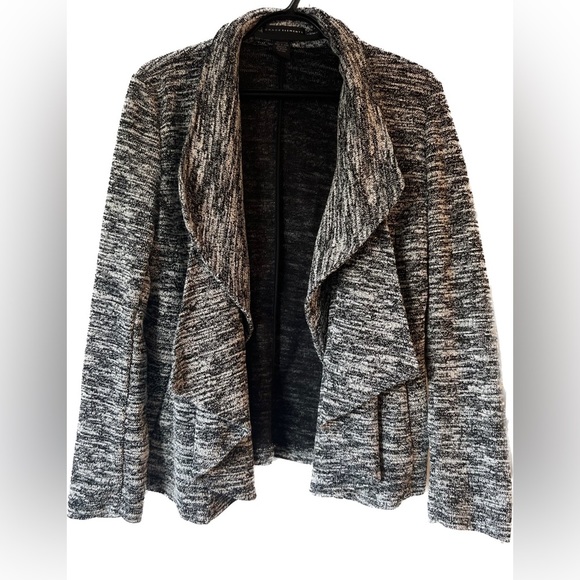 Grace Elements Sweaters - Cadigan Jacket Sweater, Medium, Woven Ruche, Warm - Black and White